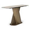 Kiefer - Modern Faux Travertine Ceramic + Bronze Console Table / VGVC-K25968
