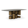 Chancery - Modern Dark Grey Glass + Antique Brass Dining Table / VGRY-RY-1323