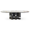 Finsbury - Modern Ceramic + Dark Grey Brass Oval Dining Table / VGVC-T9022