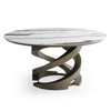 Goswell - Modern Ceramic + Bronze Brass Round Dining Table / VGVC-T2570-RND
