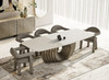 Moorgate - Modern Travertine Ceramic + Bronze Dining Table / VGVC-T2599
