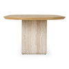 Wolff - Modern White Oak + Faux Travertine Dining Table / VGVC-T9001