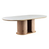 Walbrook - Modern Faux Travertine Ceramic + White Oak Oval Dining Table / VGVC-T9008