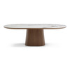 Foster - Contemporary White Ceramic + Walnut Oval Dining Table / VGMG-MC-25039DT