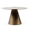 Gresham - Contemporary White Ceramic + Brushed Brass Dining Table / VGMG-MC-23089DT