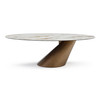 Gresham - Contemporary White Ceramic + Brushed Brass Dining Table / VGMG-MC-23089DT