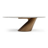 Gresham - Contemporary White Ceramic + Brushed Brass Dining Table / VGMG-MC-23089DT