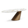 Gresham - Contemporary White Ceramic + Brushed Brass Dining Table / VGMG-MC-23089DT