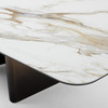 Clifford - Contemporary White Ceramic + Brushed Bronze Dining Table / VGMG-MC-25202DT