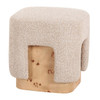 Mayfair - Contemporary Beige Fabric + Burl Square Ottoman / VGOD-RD-063