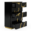 Aspen - Modern Black & Gold Wide Chest / VGVCJ1801-5H-L-BLK-CHEST