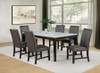 Averill 7-piece White Marble Top Dining Set Dark Grey and Coffee Bean / CS-121291-S7G
