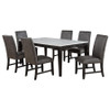 Averill 7-piece White Marble Top Dining Set Dark Grey and Coffee Bean / CS-121291-S7G