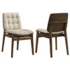 Redbridge Velvet Upholstered Side Chair Cream and Walnut (Set of 2) / CS-193952WAL