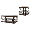 Laney 2-piece Glass Top Coffee and End Table Set Dark Merlot / CS-702448-S2
