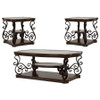 Laney 3-piece Glass Top Coffee and End Table Set Dark Merlot / CS-702448-S3