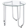Beller Round Tempered Glass Top End Side Table Chrome / CS-710907