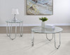 Beller Round Tempered Glass Top End Side Table Chrome / CS-710907