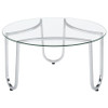 Beller Round Tempered Glass Top Cocktail Coffee Table Chrome / CS-710908
