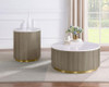 Jason Round White Marble Top Side End Table Greige / CS-711417