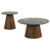 Franklin 2-piece Round Pedestal Coffee Table Set Grey and Dark Brown / CS-722978-S2