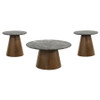 Franklin 3-piece Round Pedestal Coffee Table Set Grey and Dark Brown / CS-722978-S3