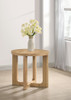 Kessler Round Sculptural Wood End Table Light Oak / CS-735987