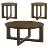 Kessler 3-piece Round Sculptural Wood Coffee Table Set Brown / CS-735998-S3