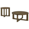 Kessler 2-piece Round Sculptural Wood Coffee Table Set Brown / CS-735998-S2