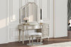 Evangeline 4-drawer Vanity Desk Makeup Table Silver Oak / CS-223397