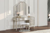 Evangeline 4-drawer Vanity Set with Stool Silver Oak / CS-223397-SET