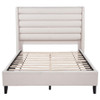 Leslie Upholstered Tufted Full Wingback Platform Bed Beige / CS-315983F