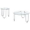 Beller 2-piece Round Tempered Glass Top Coffee Table Set Chrome / CS-710908-S2