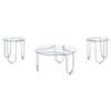 Beller 3-piece Round Tempered Glass Top Coffee Table Set Chrome / CS-710908-S3