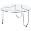 Beller 3-piece Round Tempered Glass Top Coffee Table Set Chrome / CS-710908-S3