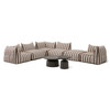 Lanuza - Outdoor Brown + White Stripe Fabric Modular Corner Sofa Seat / VGVK-F226C