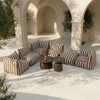 Lanuza - Outdoor Brown + White Stripe Fabric Ottoman / VGVK-F226ST1