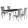 Carone 5-piece 81-inch Rectangular Black Glass Dining Set Grey / CS-115071-S5G