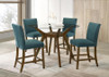 Paxton 5-piece Round Glass Top Counter Height Dining Set Teal Blue / CS-122178-S5TLB