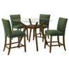 Paxton 5-piece Round Glass Top Counter Height Dining Set Green / CS-122178-S5GRN