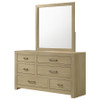 Hendricks 6-drawer Bedroom Dresser and Mirror Light Oak / CS-222653M