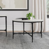 Hermas Round Genuine Marble Top Metal Coffee Table White / CS-710738