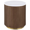 Jason Round White Marble Top Side End Table Honey Brown / CS-712417
