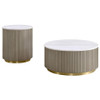 Jason 2-piece Round White Marble Coffee Table Set Greige / CS-711418-S2