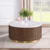 Jason Round White Marble Top Coffee Table Honey Brown / CS-712418