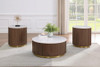 Jason 3-piece Round White Marble Coffee Table Set Honey Brown / CS-712418-S3