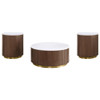 Jason 3-piece Round White Marble Coffee Table Set Honey Brown / CS-712418-S3