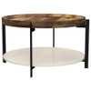 Adhvik Round Wood Top Marble Shelf Coffee Table Natural / CS-721888