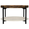 Adhvik Round Wood Top Marble Shelf Coffee Table Natural / CS-721888