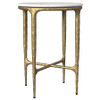Baldwin Round Marble Top Side Table White and Gold / CS-930081